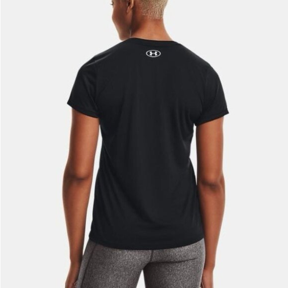 Women’s Under Armour UA L UA Tech Semi Fitted Black V Neck 10 12 Large - Picture 13 of 15